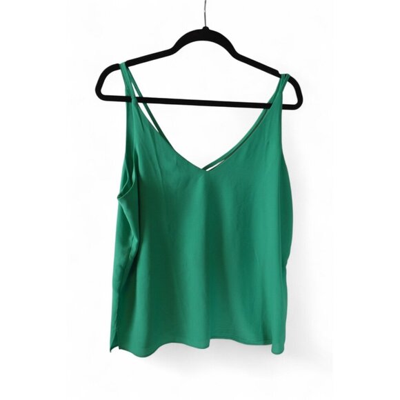 Free 2BU Green Cami Tank Top Size 14 Women’s Strappy V-Neck - Picture 2 of 3
